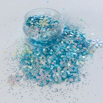 Frozen ice snowflake chunky festival glitter mix -10g pot