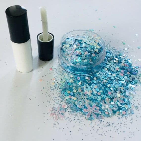 Frozen ice snowflake-festival face glitter/glue kit