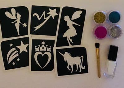 Glitter tattoo kit-fairy/unicorn/heart