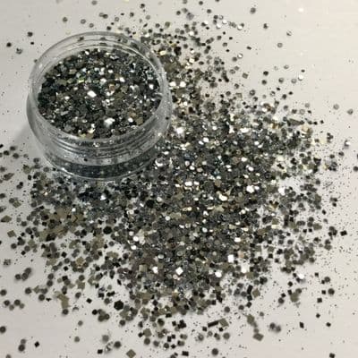 Gunmetal grey chunky festival glitter mix -10g pot