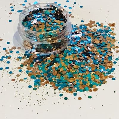 Hawaii beach blue chunky festival glitter mix -10g pot
