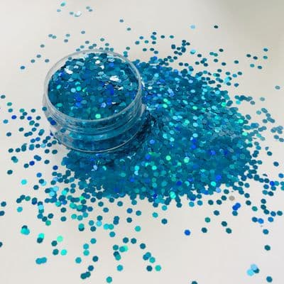 Holographic blue chunky festival glitter mix -10g pot