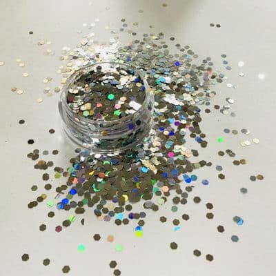 Holographic silver chunky festival glitter mix -10g pot