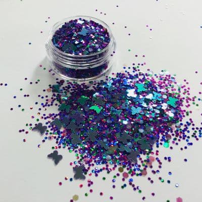 Iridescent butterfly chunky festival glitter mix -10g pot