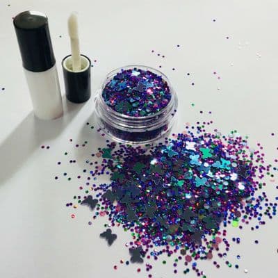 Iridescent butterfly-festival face glitter/glue kit