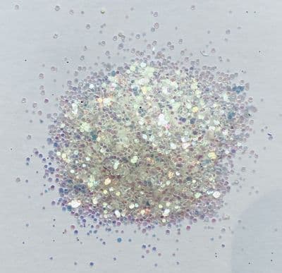 Iridescent white mother of pearl 1mm mixed flake glitter