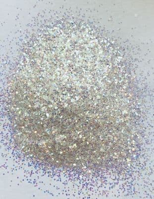 Iridescent white/pink mother of pearl .015” flakes glitter