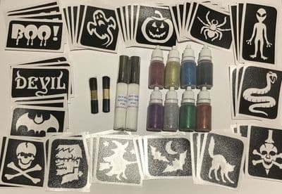 Large Halloween party/fundraising glitter tattoo kit