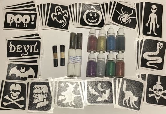 Large Halloween party/fundraising glitter tattoo kit