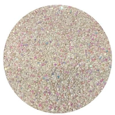Matt white iridescent pastel glitter 1mm round flakes