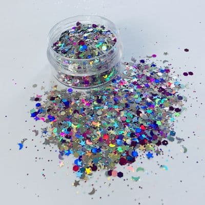 Moonshine multi chunky festival glitter mix -10g pot