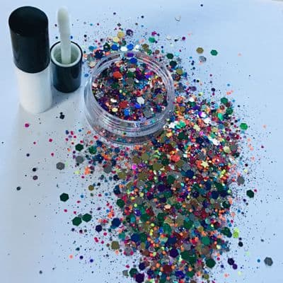 Rainbow-festival face glitter/glue kit