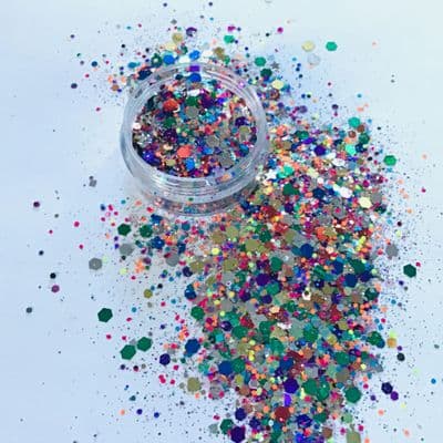 Rainbow multicolour chunky festival glitter mix -10g pot