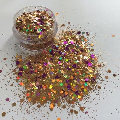 Rebel rose gold/purple chunky festival glitter mix -10g pot