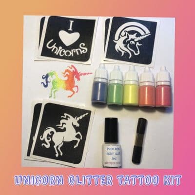 Unicorn glitter tattoo kit