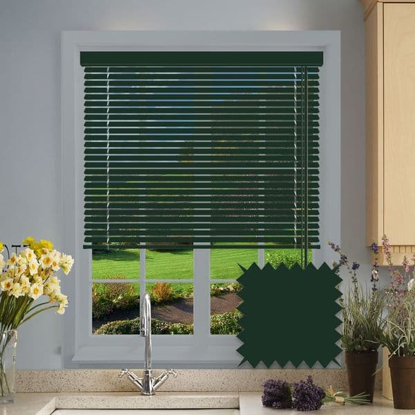 Aluminium Silk Green venetian blind in Hunter Just Blinds