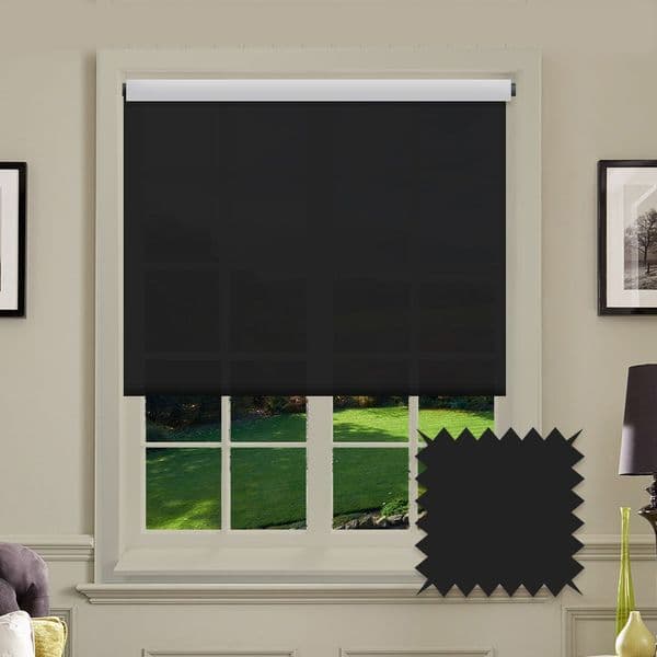 Black Blackout Roller Blind - Bella Noir Just Blinds