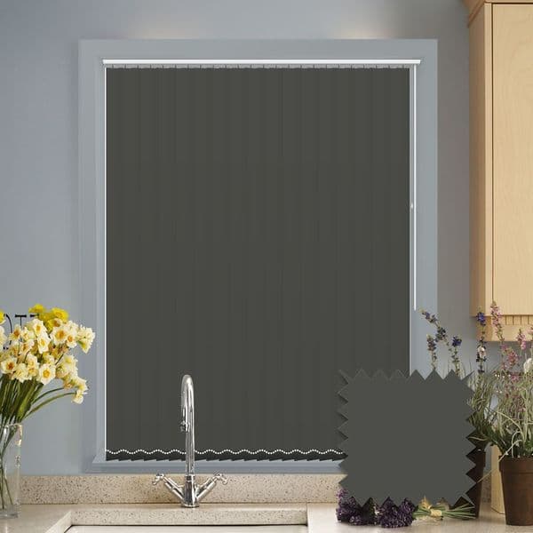 Blackout Bella Plain Mono Grey Vertical Blinds Just Blinds