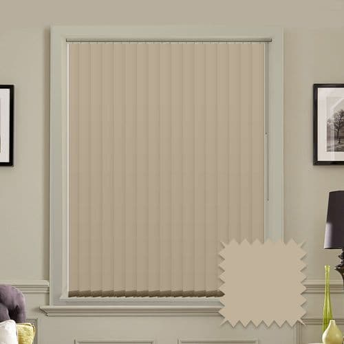 Blackout vertical blind slats in griege 3.5"