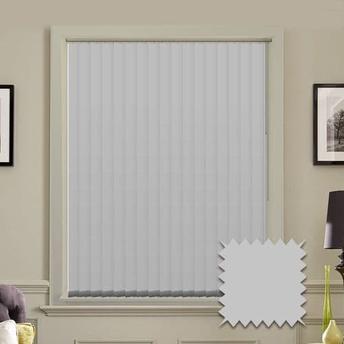 Blackout vertical blind slats in signature Grey Whisper 3.5"