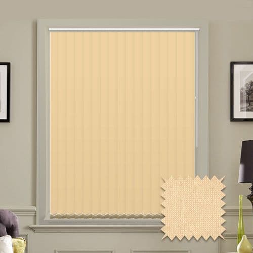 Cream Made to measure vertical blinds in Guardian Cream plain FR / Antibacterial fabric