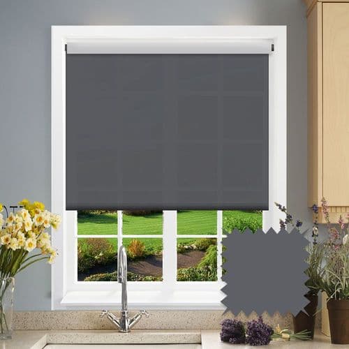 Dark Grey Blackout Roller Blind - Como Impact