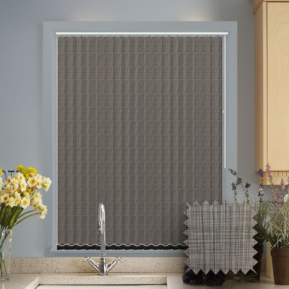 Made to Measure Vertical Blinds in Oslo Graphite fabric Premium Colour