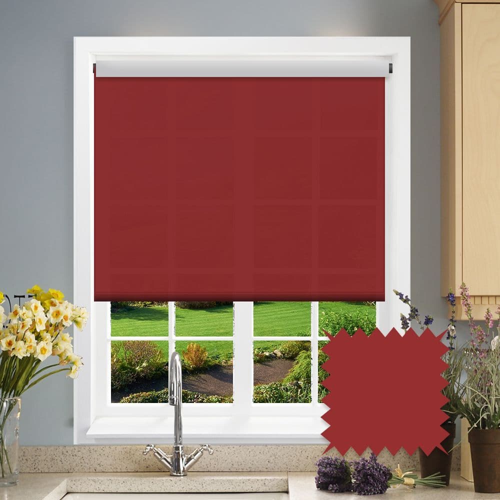 Dark Red Roller Blind Astral Ruby Plain Just Blinds