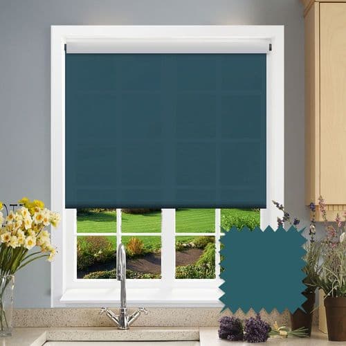 Dark Teal Blackout Roller Blind - Como Curious