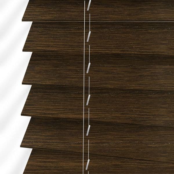 Fired Walnut Sunwood 50mm Real Wood Venetian blinds Made to Measure Just Blinds