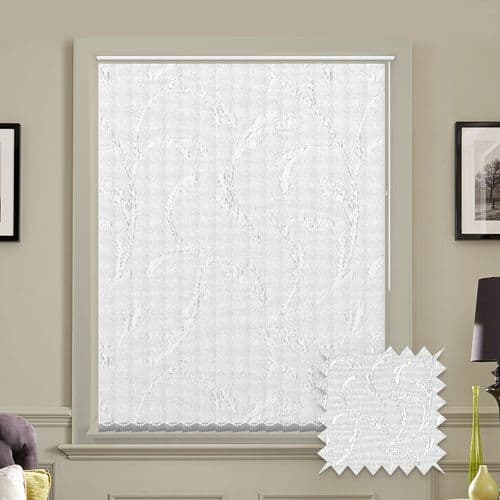 Fleur Chiffon White prestige replacement louvres /slats for vertical blinds 3.5" (89mm)
