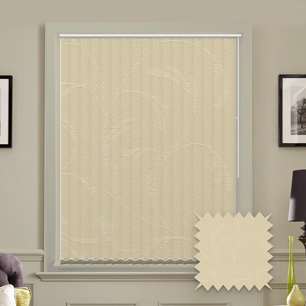 Fleur Vanilla Cream patterned replacement louvres /slats for vertical blinds 3.5" (89mm) Just