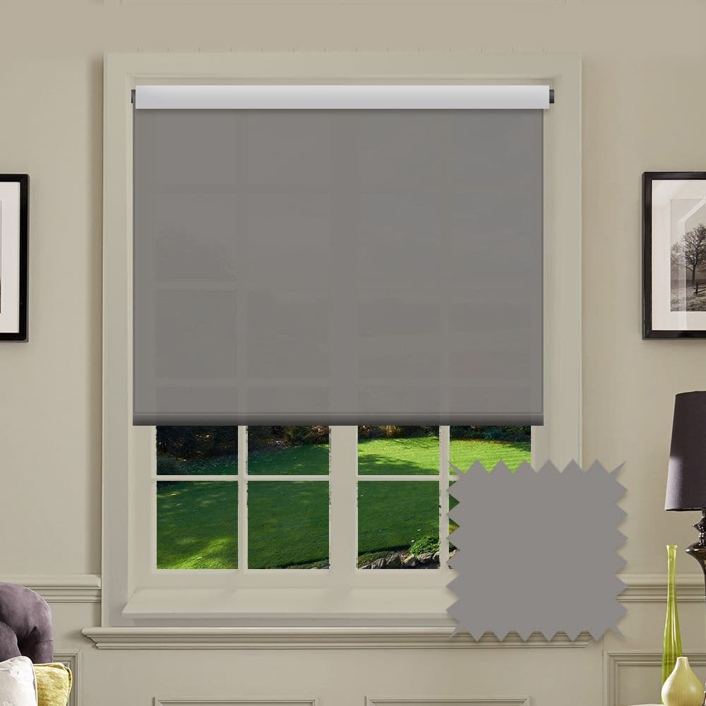Blackout Grey Roller Blind Astral Flint Plain Just Blinds