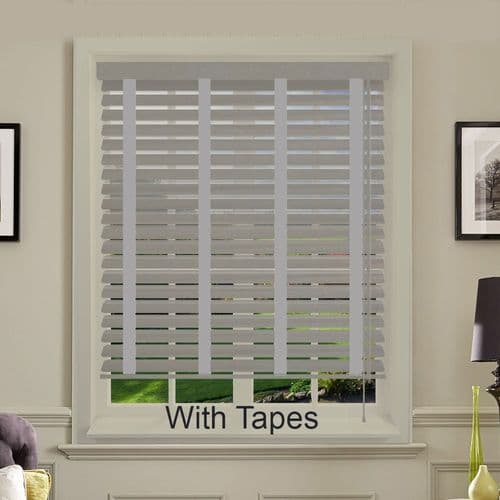 Grey Faux Wood Venetian Blinds With Tapes in Cool Grey Embossed