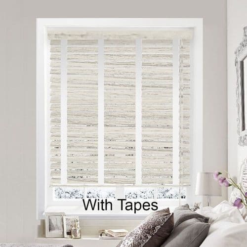 Grey Faux Wood Venetian Blinds With Tapes in Fluid Stone
