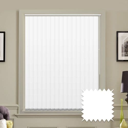 Made to measure 5" vertical blinds in Unicolour Naro White plain fabric
