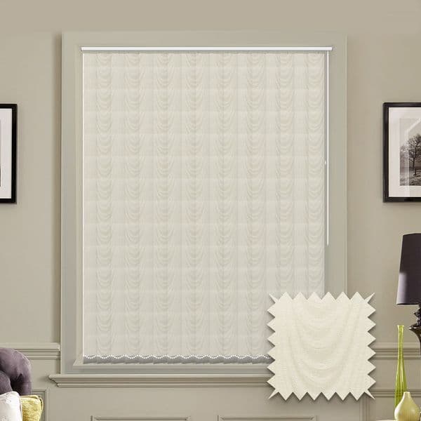 Made to measure vertical blind in Carlo Cream Fabric Just Blinds