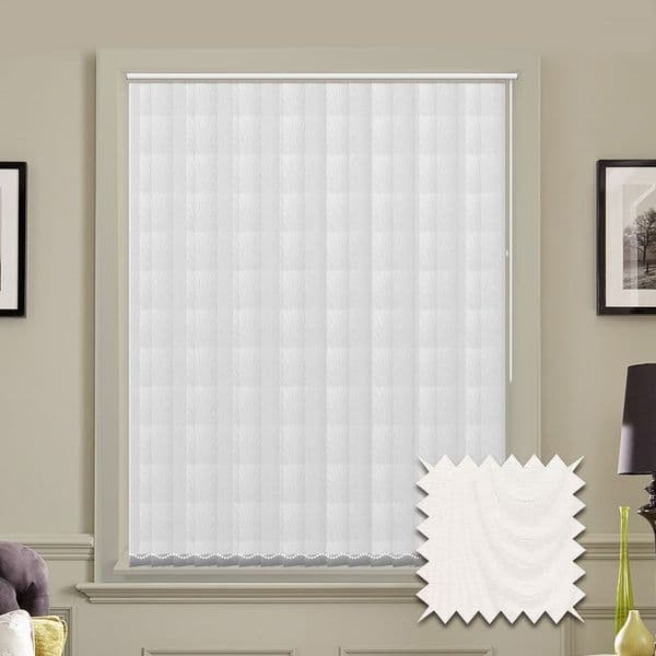 Made to measure vertical blind in Carlo White Fabric Just Blinds