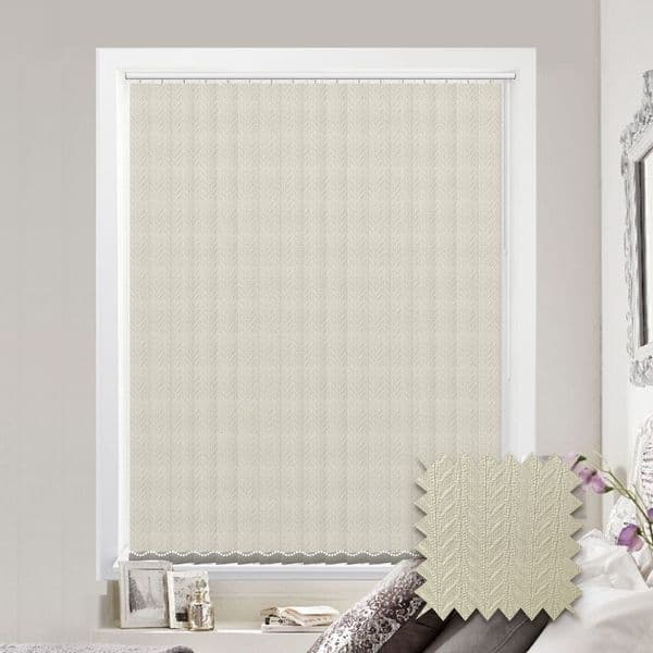 Made to measure vertical blind in Kineton Cream Fabric Just Blinds