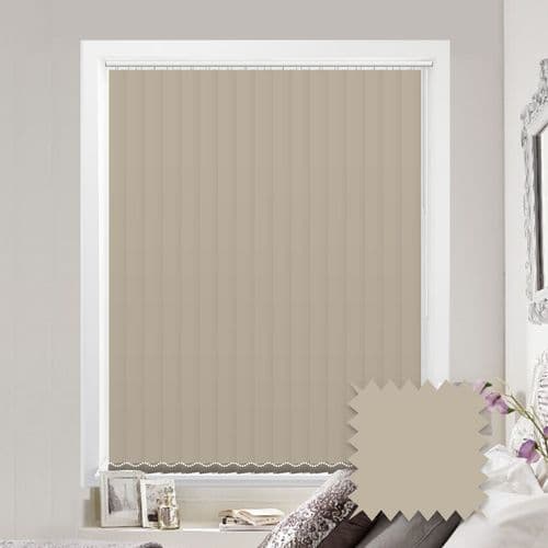 Made to measure vertical blinds in Como Balance Cream plain blackout fabric