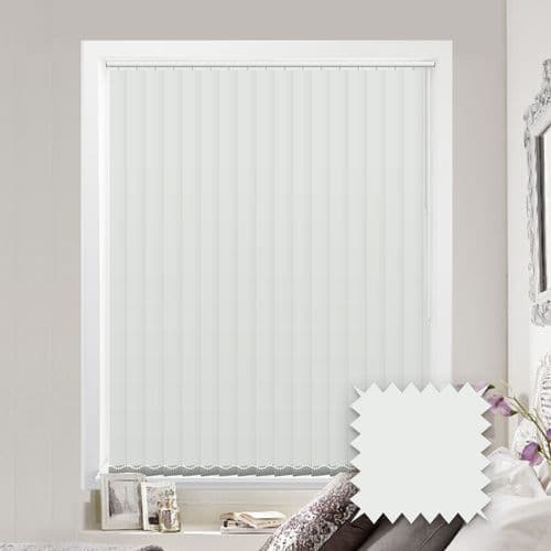 Made to measure vertical blinds in Como Bare White plain blackout fabric