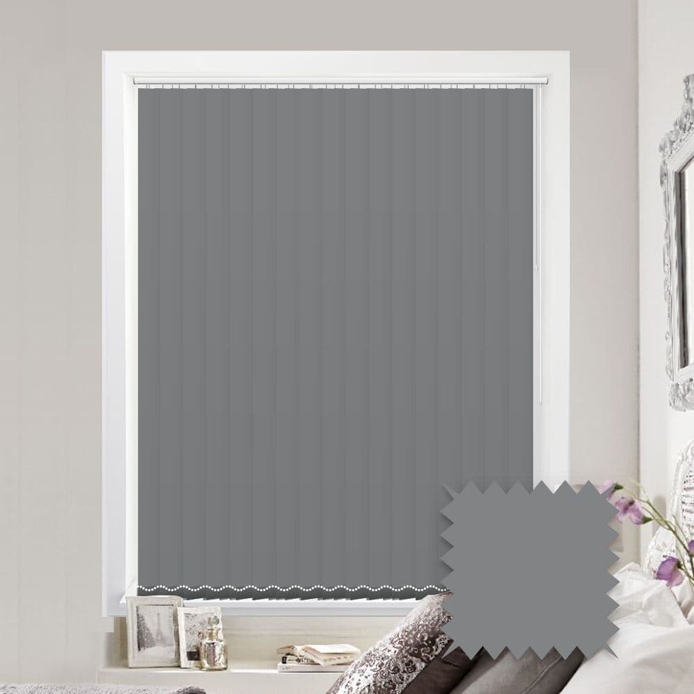 Made to measure vertical blinds in Como Harbour Grey plain blackout