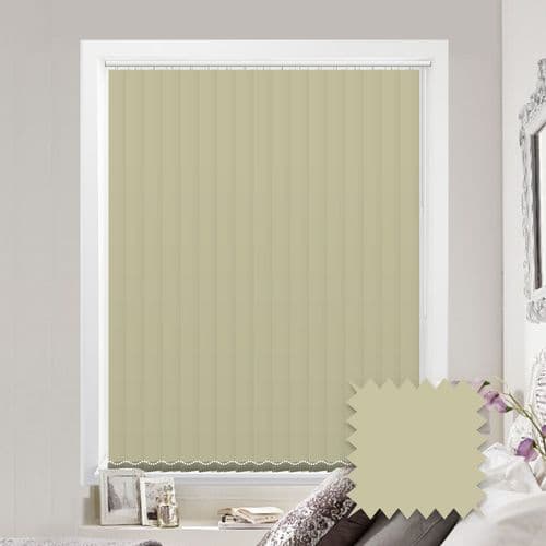 Made to measure vertical blinds in Como Harmony Cream plain blackout fabric