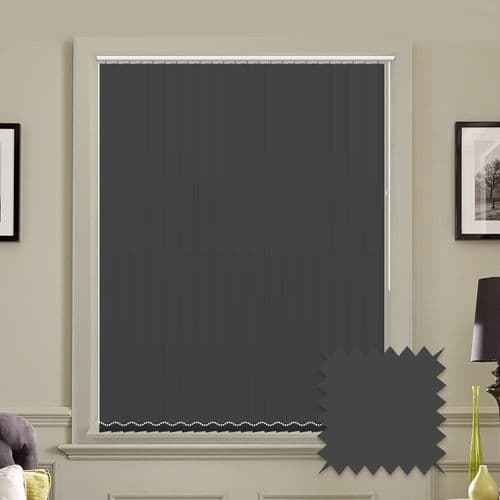 Made to measure vertical blinds in Florida Slate Grey plain blackout fabric