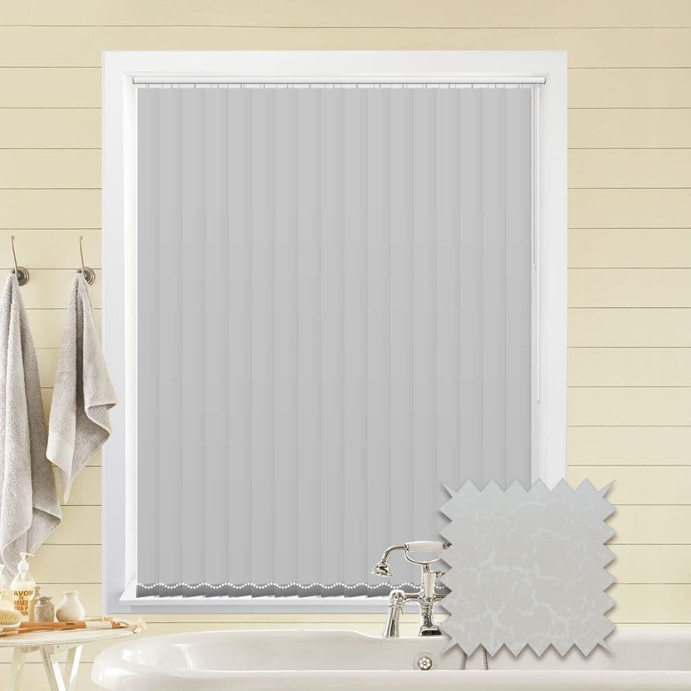 Made to Measure Vertical Blinds in PVC Blackout fabric Marble White