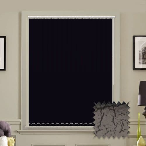 Made to Measure Vertical Blinds in PVC METZ BLACK Blackout fabric in Black