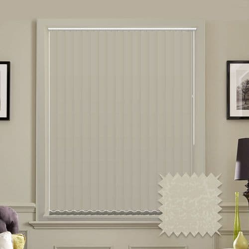 Made to Measure Vertical Blinds in PVC METZ IVORY Blackout fabric in a Marble Cream
