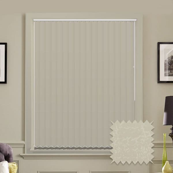 Made to Measure Vertical Blinds in PVC METZ IVORY Blackout fabric in a Marble Cream Just Blinds