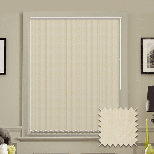 Made to Measure Vertical Blinds in PVC SAMBA CREAM Blackout fabric in CREAM