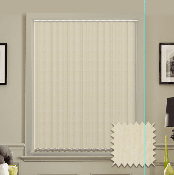 Made to Measure Vertical Blinds in PVC SAMBA CREAM Blackout fabric in CREAM Just Blinds